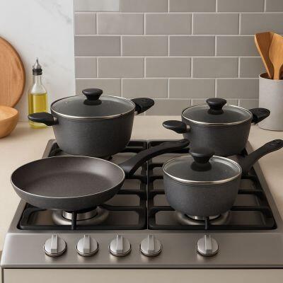 Jogo de Panela Antiaderente 4 Peças Mythos Cinza Casa&Ideia Tognana