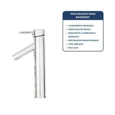Torneira Misturador Monocomando para Banheiro de Mesa Bica Média 1/2" Fonte Cromado Addra