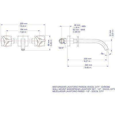 Torneira Misturador para Banheiro de Parede 1/2" DocolCity Cromado Docol