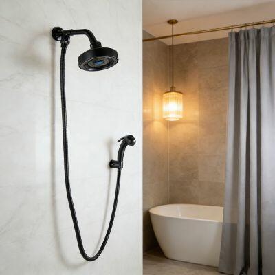 Chuveiro com Desviador Auto Limpante Livo 1/2" Black Matte Addra