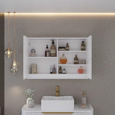 Espelheira para Banheiro MDF Gabriela Branco 90cm C-Linea