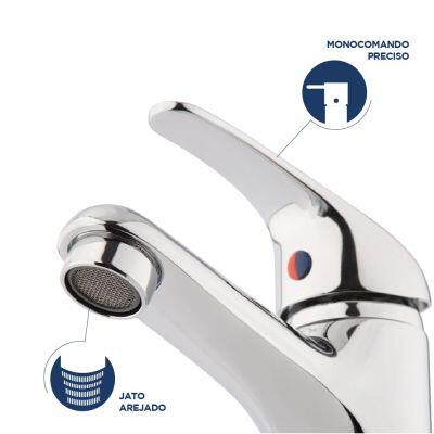 Torneira Misturador Monocomando para Banheiro de Mesa Bica Baixa 1/2" Gota A2 Cromado Addra