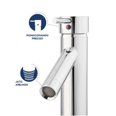 Torneira Misturador Monocomando para Banheiro de Mesa Bica Média 1/2" Fonte Cromado Addra