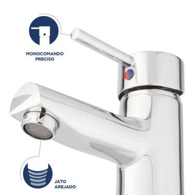 Torneira Misturador Monocomando para Banheiro de Mesa Bica Baixa 1/2" Fonte Cromado Addra