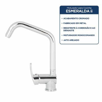 Torneira Misturador Monocomando para Cozinha de Mesa Bica Alta 1/2" Duna Cromado Addra