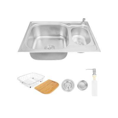 Cuba para Cozinha de Sobrepor/Embutir Dupla com Acessórios Aço Inox 69x50 Addra