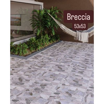 Piso Cerâmico Breccia Gray Bold Externo 53x53 Ilhabella