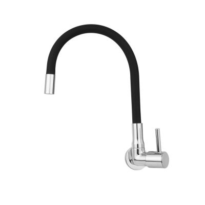 Torneira para Cozinha de Parede Bica Alta Fluir Flex 1/2" Preto/Cromo Addra