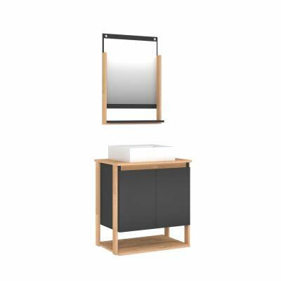 Espelheira para Banheiro MDF/MDP Bayo Plomo/Parquet 48cm C-Linea