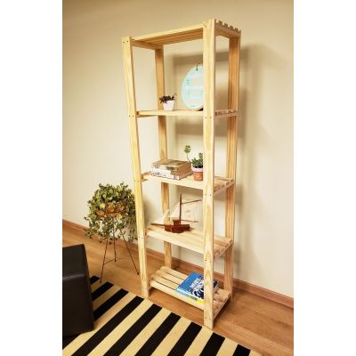 Estante Pinus Natural 5 Prateleiras 180x60x33cm Cubo Marcenaria