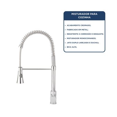 Torneira Misturador Monocomando para Cozinha de Mesa Bica Alta 1/2" Salseiro Addra