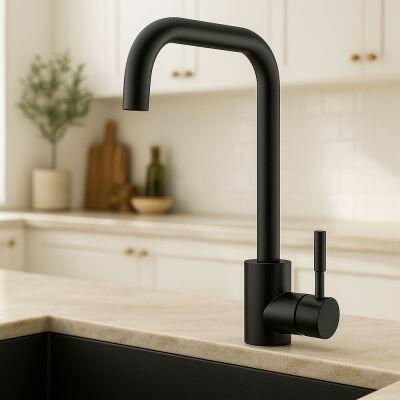 Torneira Misturador Monocomando para Cozinha de Mesa Coral Black Matte Addra