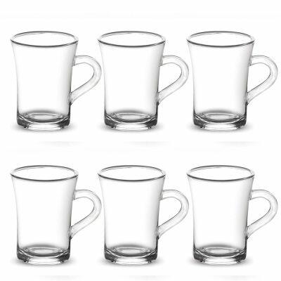 Jogo de Caneca Vidro 170ml 6 Pe&ccedil;as Silky Casa&Ideia