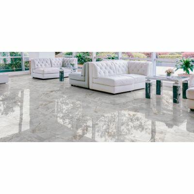 Piso Polido Iris Cinza Marmorizado Retificado Classe A 82x82cm Ilhabella