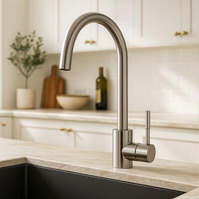 Torneira Misturador Monocomando para Cozinha de Mesa Fonte Slim Cromado Addra