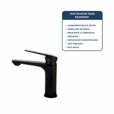 Torneira Misturador Monocomando para Banheiro de Mesa Bica Baixa 1/2" Arion Black Addra