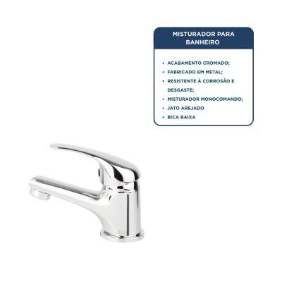Torneira Misturador Monocomando para Banheiro de Mesa Bica Baixa 1/2" Gota A2 Cromado Addra