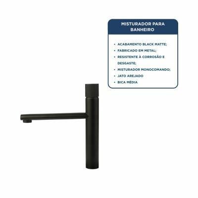Torneira Misturador de Mesa para Banheiro Bica Média 1/2" Verona Preto Addra