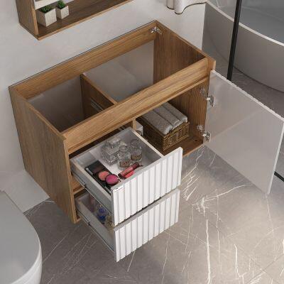 Gabinete para Banheiro Suspenso MDF/MDP com Tampo Clarice Catedral Branco 78cm C-Linea