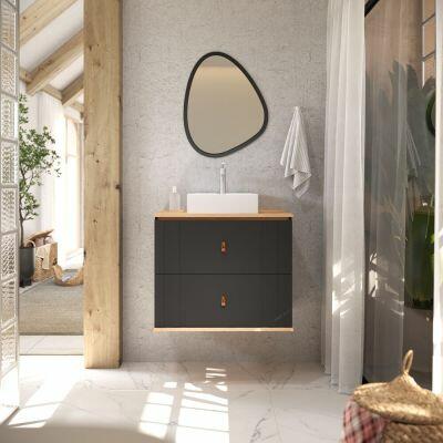 Espelheira para Banheiro MDF Castor Plomo/Parquet 55cm C-Linea