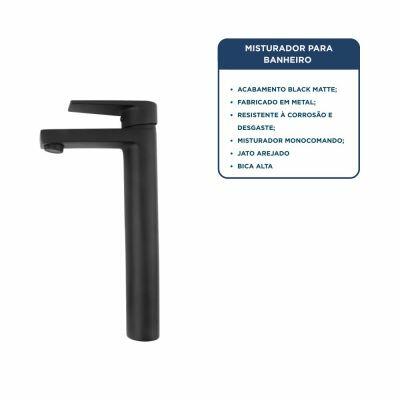 Torneira Misturador Monocomando para Banheiro de Mesa Bica Alta 1/2" Livo Preto Addra