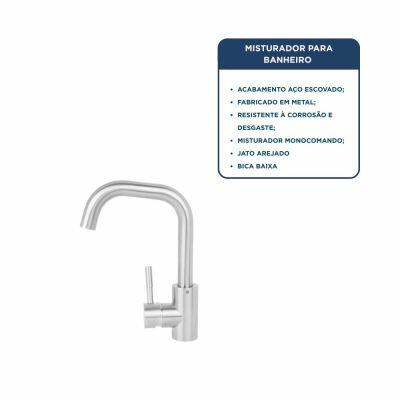 Torneira Misturador Monocomando para Banheiro de Mesa Bica Baixa 1/2" Leandra Cromada Addra