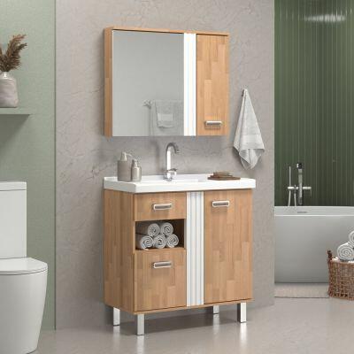 Gabinete para Banheiro MDF/MDP com Tampo Marmorite Dakota 80cm C-Linea
