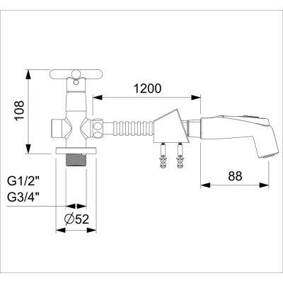 Ducha Higiênica com Registro 1/2" e 3/4" Cross Cromado C/deriv Celite