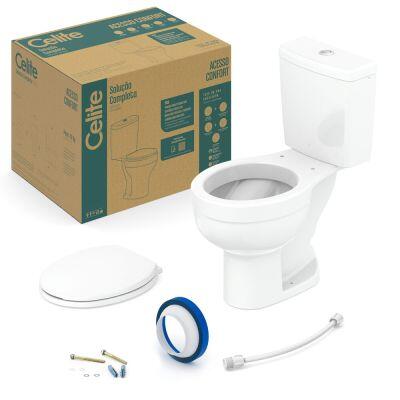 Kit Vaso Sanitário com Caixa Acoplada Acesso Confort Branco 3/6L Celite