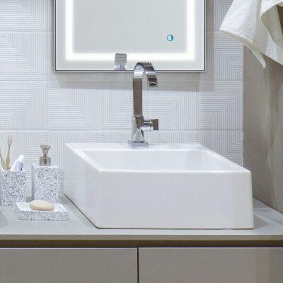 Cuba para Banheiro de Apoio Louça com Mesa Retangular Branca 35X31,5cm West Addra