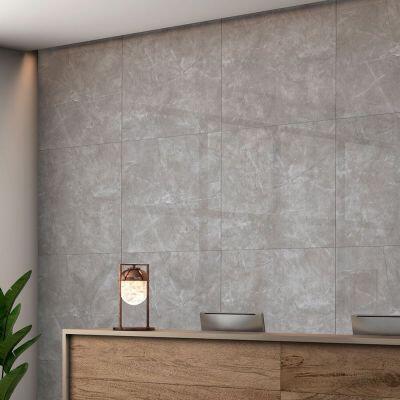 Piso Polido 82CM X 82CM Cinza M&aacute;rmore Retificado Classe A Ilhabella