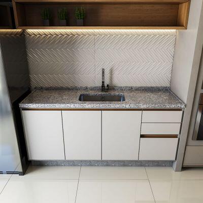 Pia de Cozinha com Cuba Inox Standard Corumba Granito 120x56cm Cinza L A Pias e Granitos