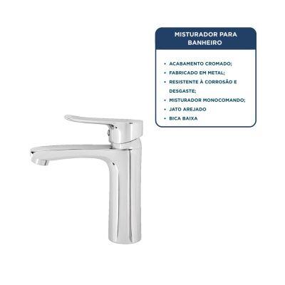 Torneira Misturador Monocomando para Banheiro de Mesa Bica Baixa 1/2'' Rio Cromado Addra