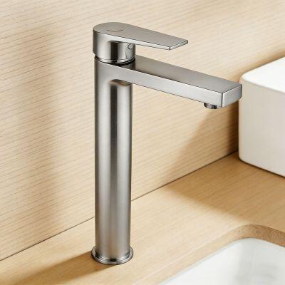 Torneira Misturador Monocomando para Banheiro de Mesa Bica Alta Livo N&iacute;quel Escovado Addra