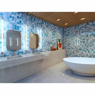 Piso Cerâmico Monterrey Brilhante Azul Agua Bold Brilhante 34x34cm Incefra