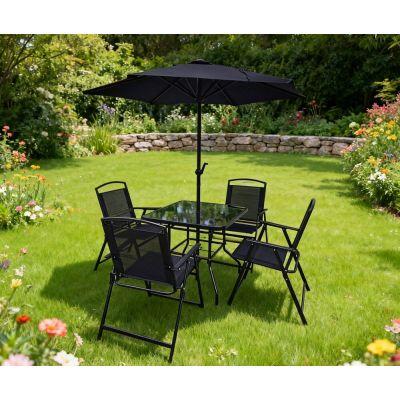 Conjunto Mesa e Cadeiras Atenas UP Preto 6 Peças Fascino