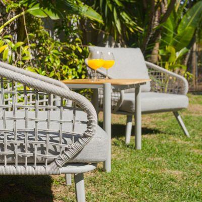 Conjunto de Jardim Brava Alumínio Cinza Mesa e Poltronas 3 Peças Fascino