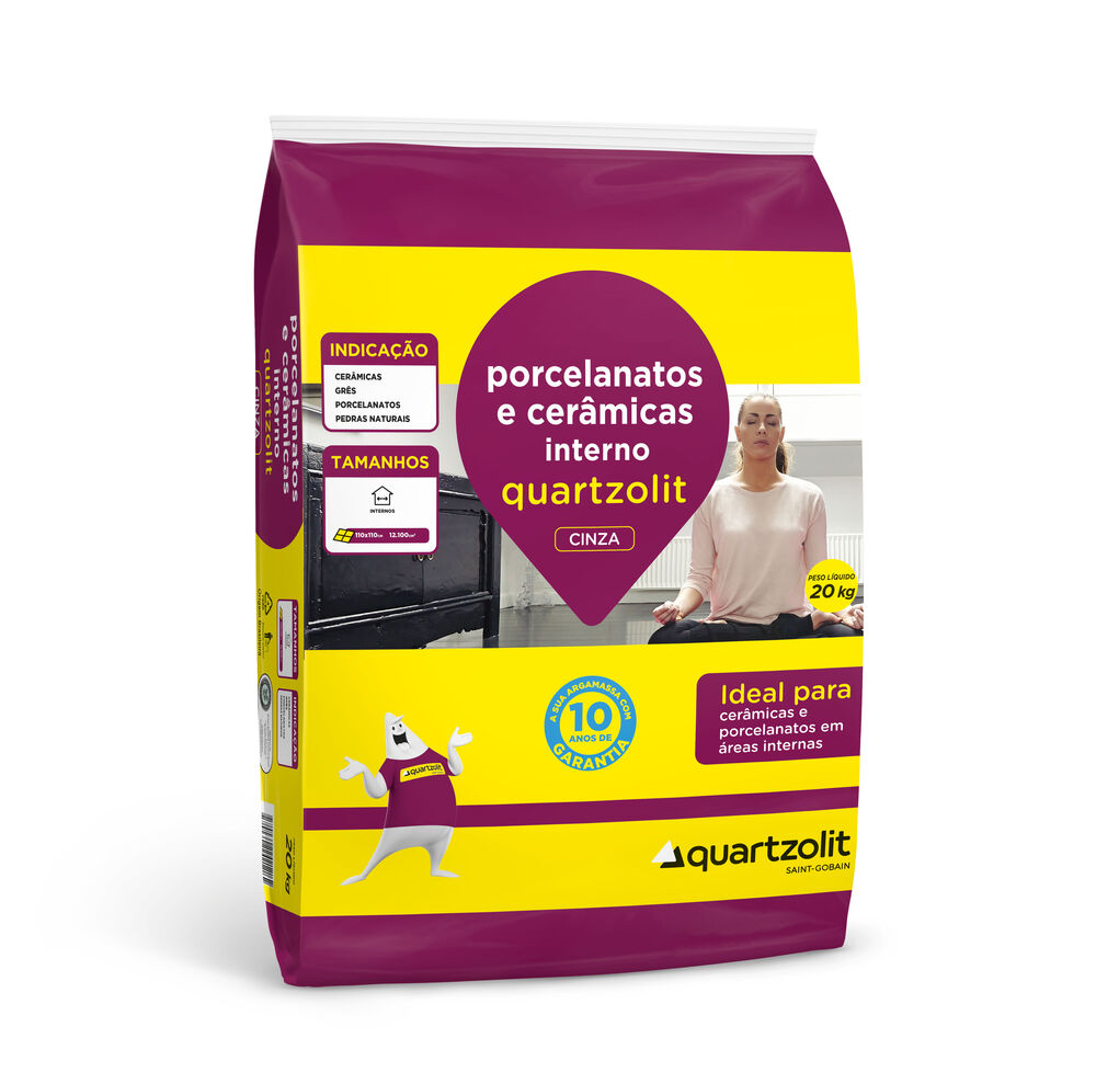 Argamassa Porcelanato Interno 20kg Cinza Quartzolit