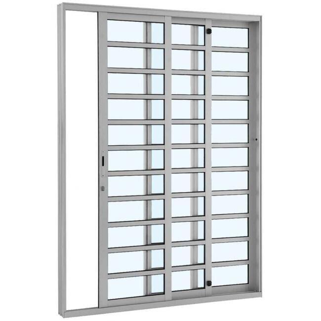Porta de Correr Alumínio 3 Folhas 2,16X1,60m Alumifort Sasazaki