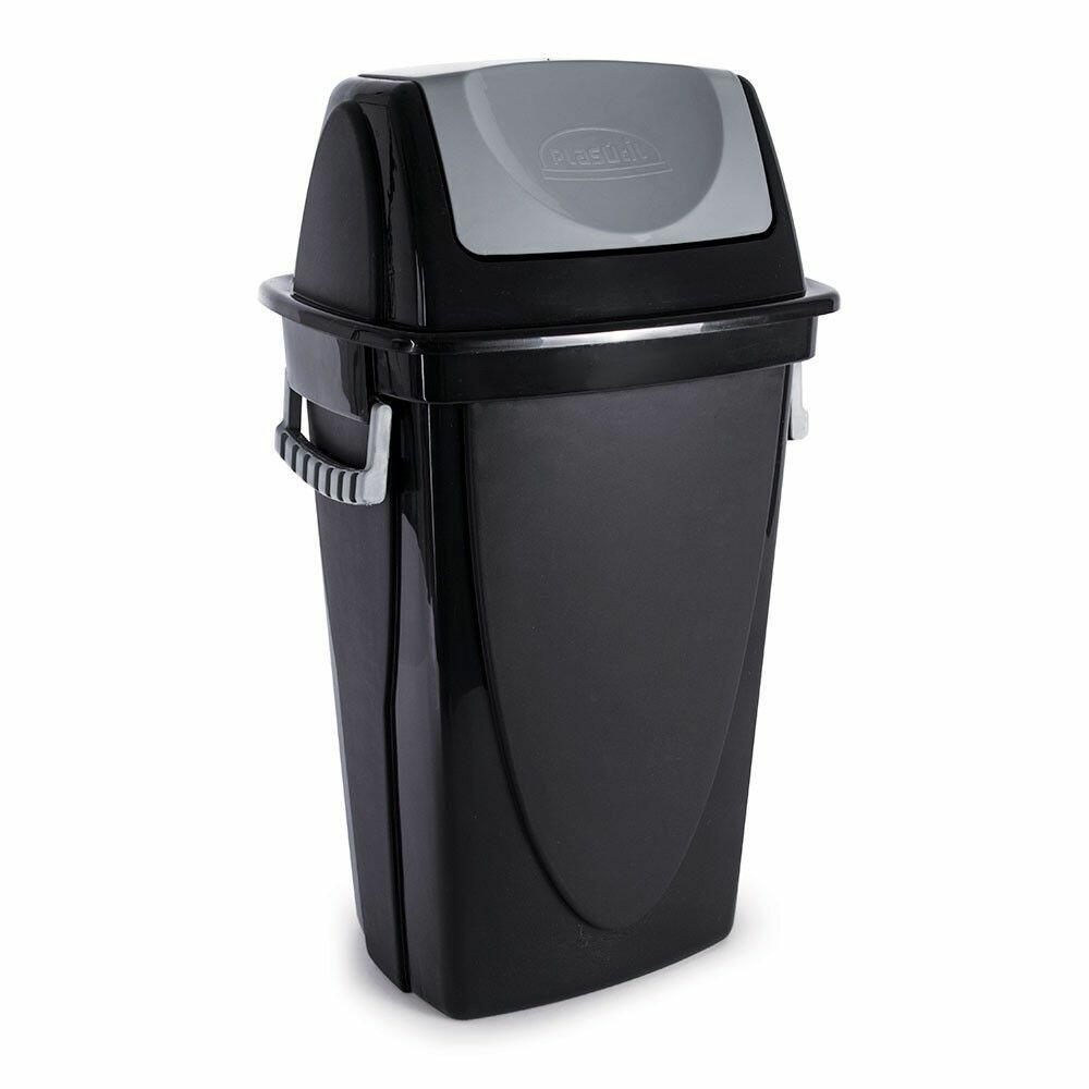 Lixeira de Plástico Basculante Plasútil Ecoblack 58L Preta