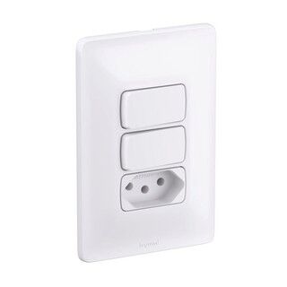 Conjunto Interruptor/Tomada Zeffia 2 1 Simples Branco Pial