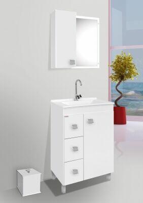 Gabinete com Espelheira para Banheiro C-Linea Ecco 58x86cm Branco com Pés