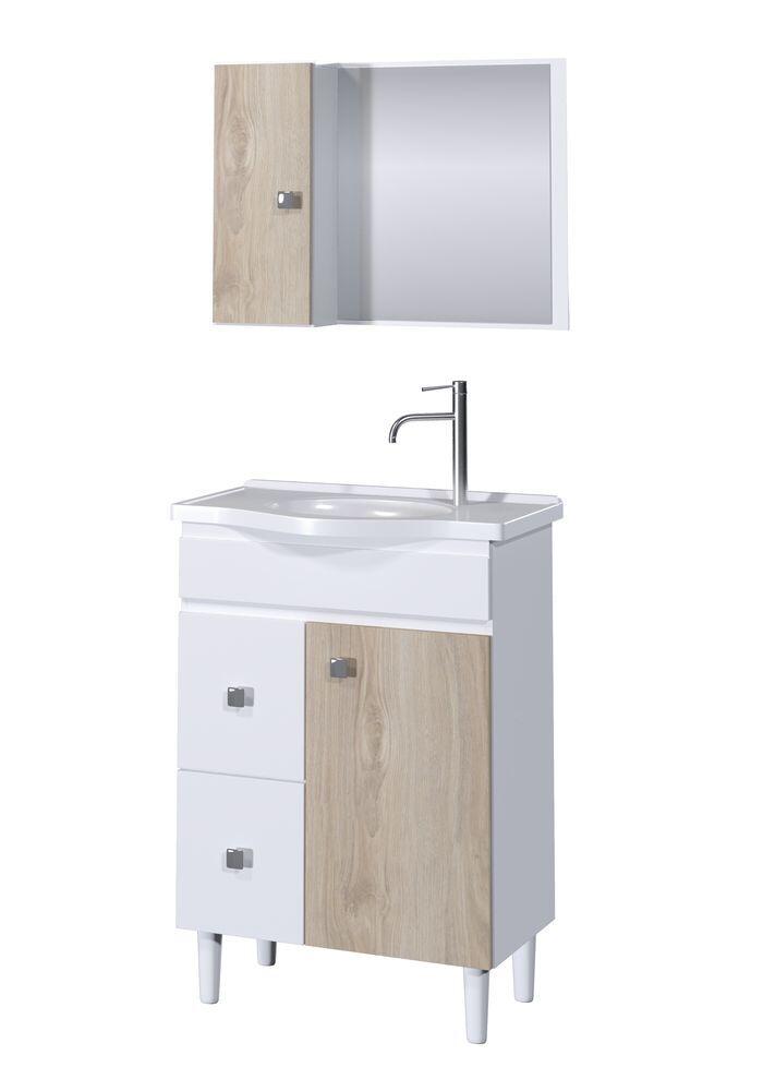 Kit Gabinete para Banheiro com Tampo Rubi Branco/Irlanda 60x78cm C-Linea