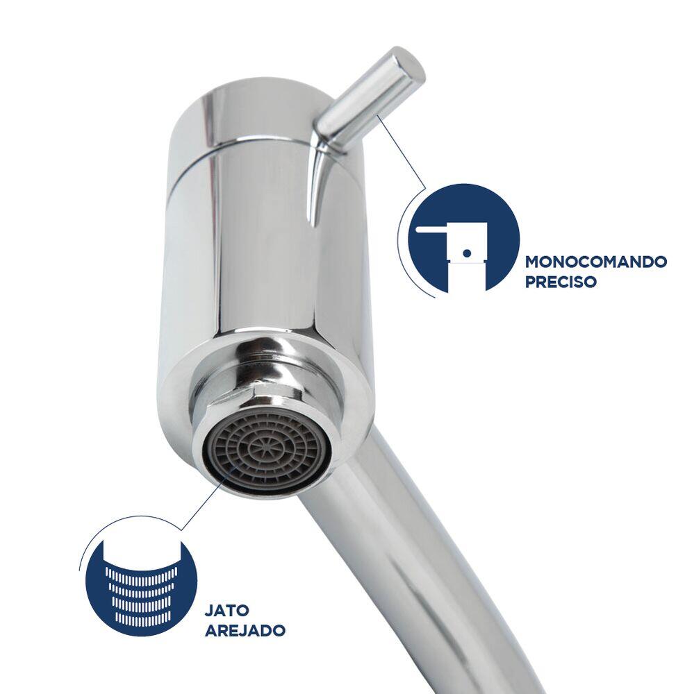 Torneira para Banheiro de Mesa Bica Baixa 1/2 Lyn Cromado Addra