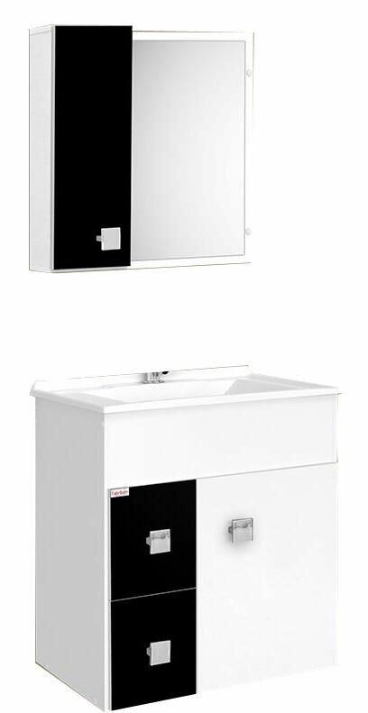 Gabinete com Espelheira para Banheiro C-Linea Ecco 58x61cm Branco/Preto Suspenso