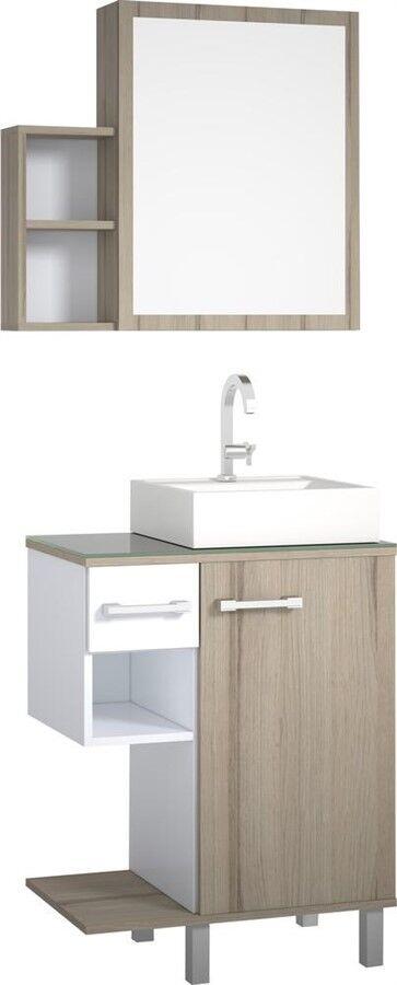 Espelheira para Banheiro C-Linea Mali 60x60cm Branco/Grigio