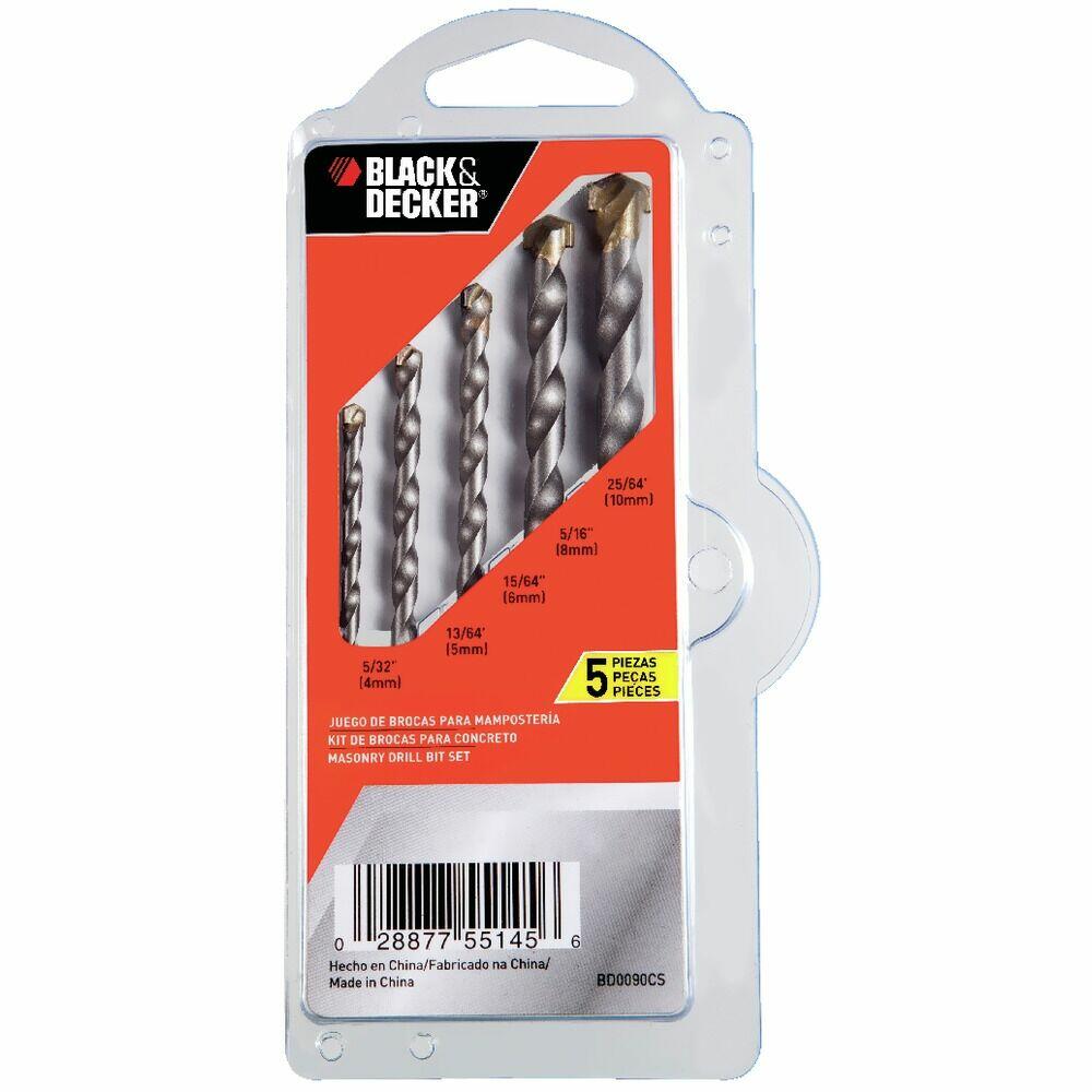 Kit Brocas Clip Strip Black+Decker para Concreto 5 Peças