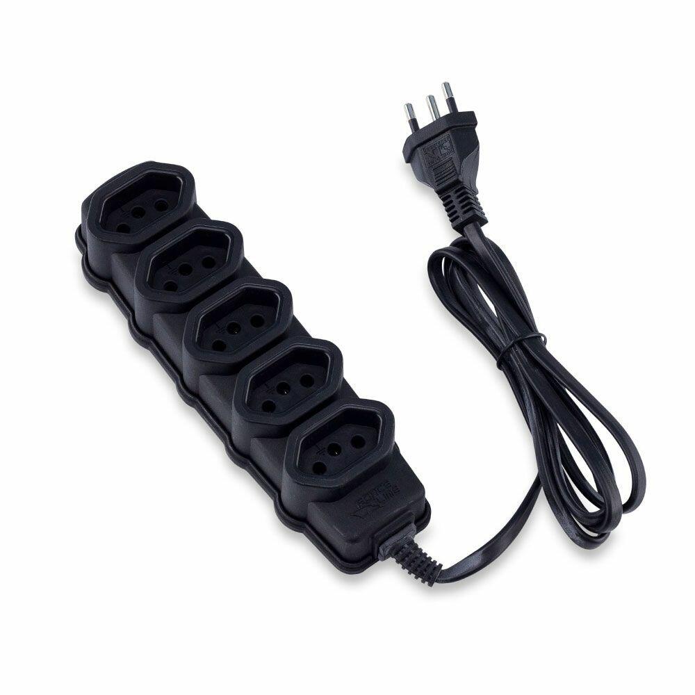 Extensão Force Line 5m 3P 5 Tomadas Preto
