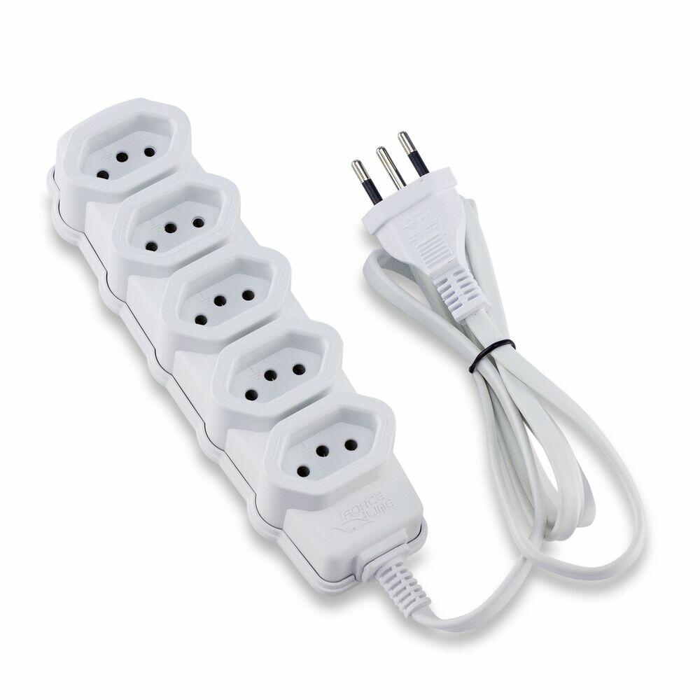 Extensão 10m 3P 5 Tomadas Branco Force Line