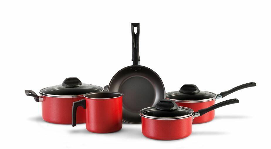 Jogo de Panelas Brinox Garlic Vermelho 5 Peças